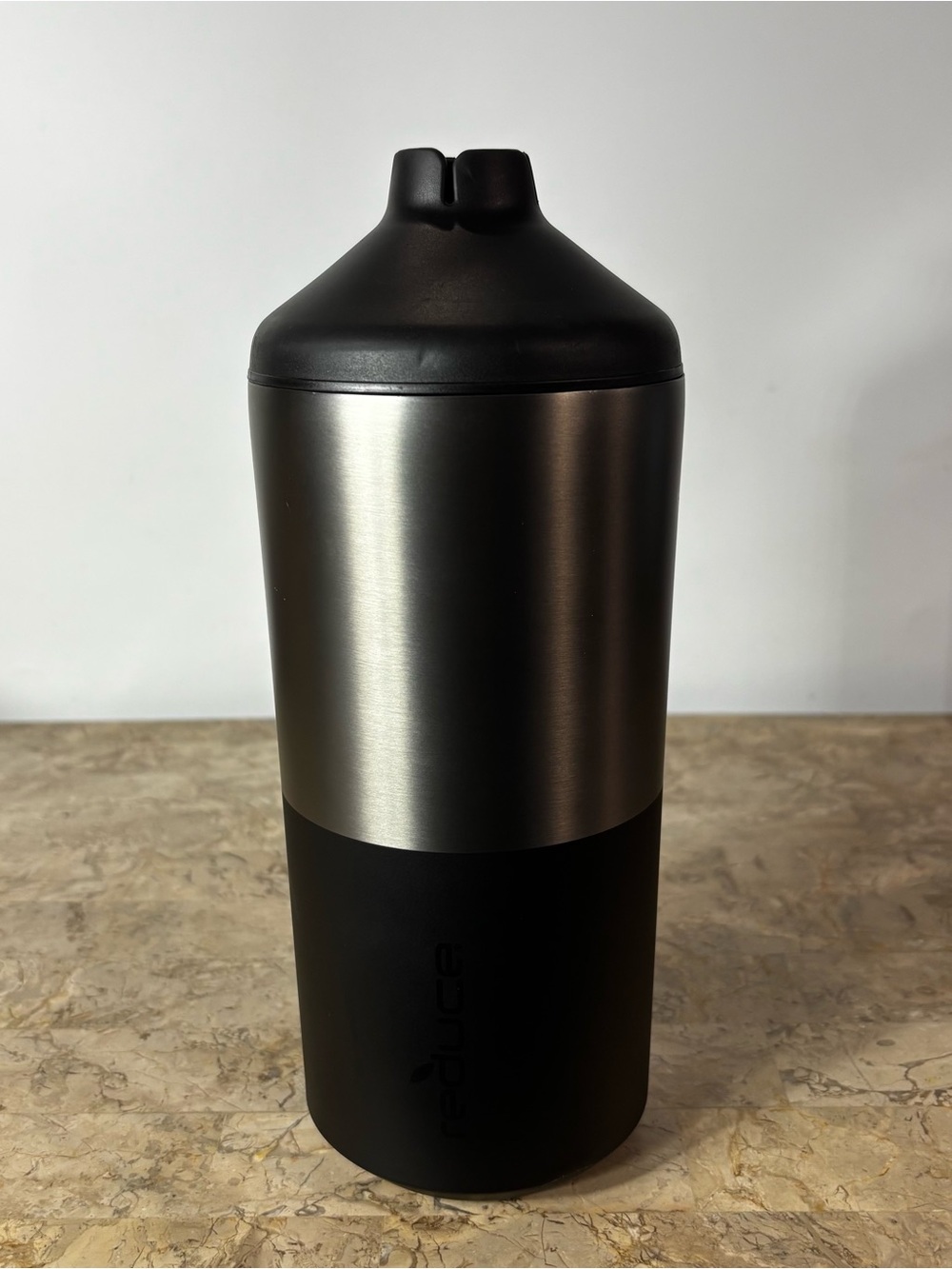REDUCE Wine Bottle Cooler Thermal Black and Stainless Steel 40 oz 1.1 liter